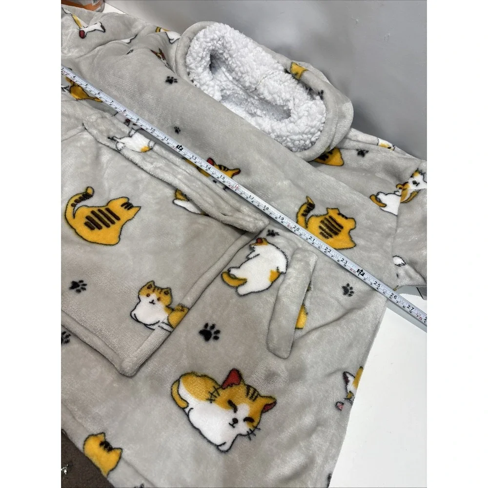 Oversized Fleece Cat Hoodies for Women and Men Adult Wearable Blanket Hoodies